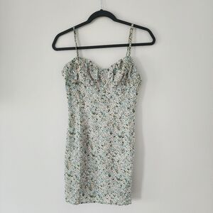 Ditsy Floral Size XS Green Mini Dress Adjustable Straps